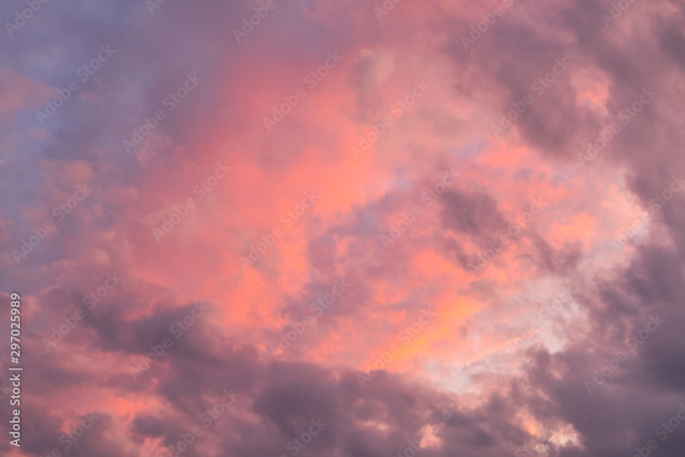 Colorful dramatic sunset clouds on the sky