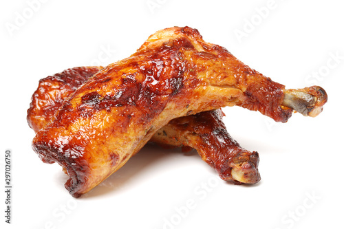 grilled chicken leg  on white background  photo