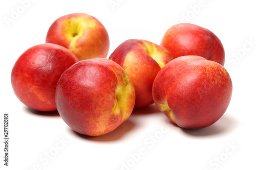 ripe peach on white background