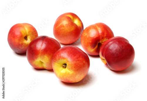 ripe peach on white background