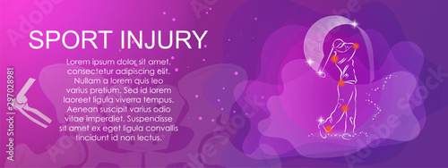 Medical infographic orthopedic. Human silhouette in Golf motion injury of elbow, shoulder, spine, pelvis, knee and foot.Radiology orthopedic, hospital, joint, sport, diagnostics. Vector illustration