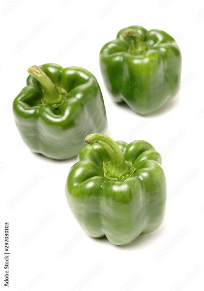fresh green bell pepper (capsicum) on a white background fresh green bell pepper (capsicum) on a white background