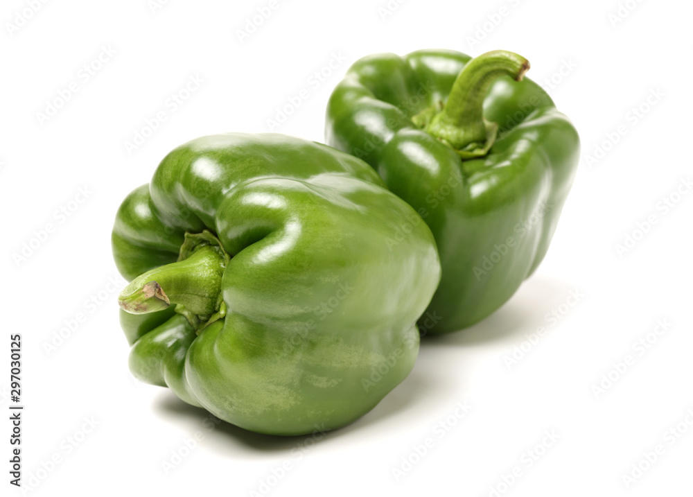 fresh green bell pepper (capsicum) on a white background fresh green bell pepper (capsicum) on a white background