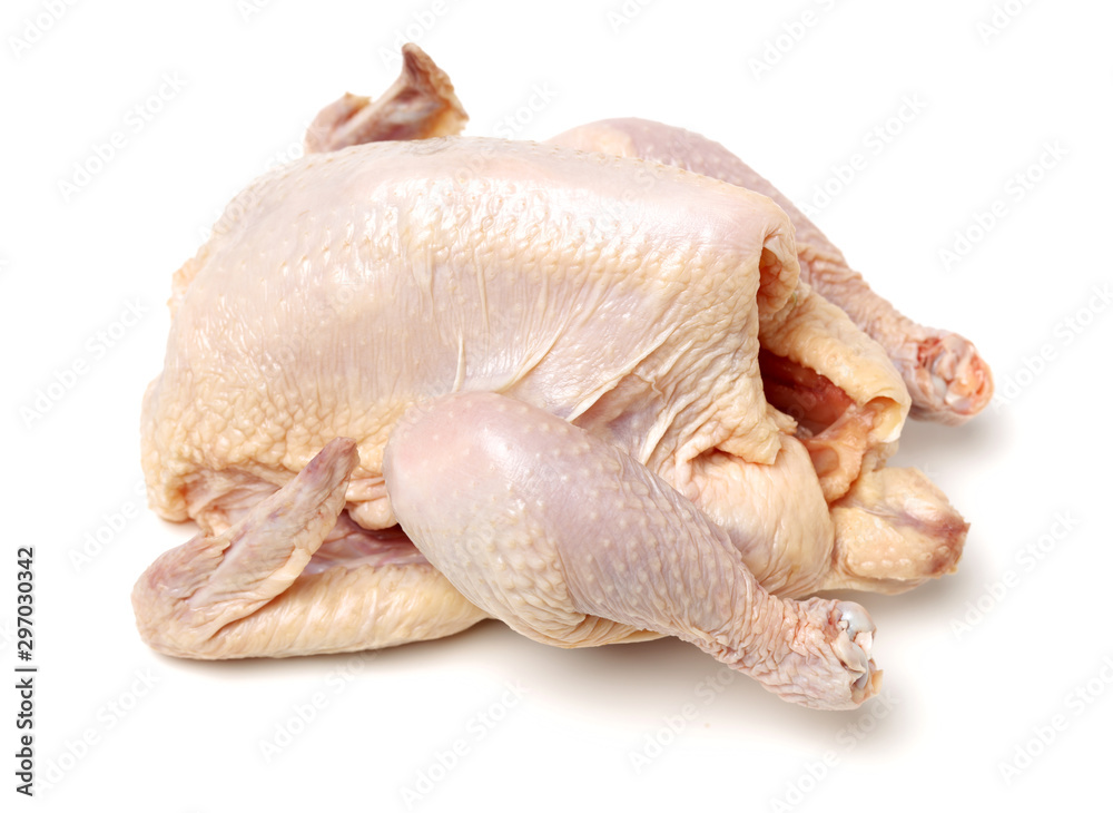 raw hen on a white background raw hen on a white background