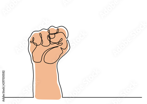continuous line drawing of hand fist
