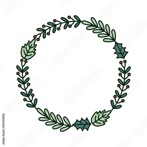 wreath branches garland ribbon merry christmas