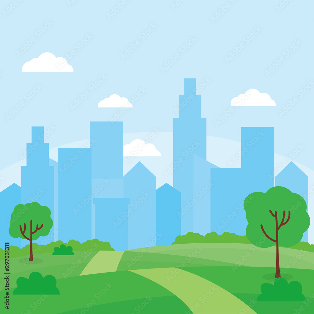 City park vector illustration. City landscape vector illustration 