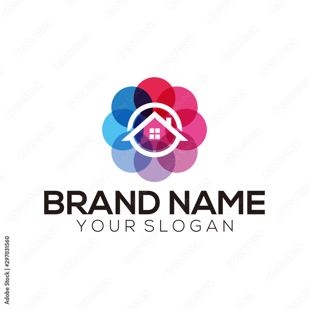 Creative home design with a stylish full color vector template
