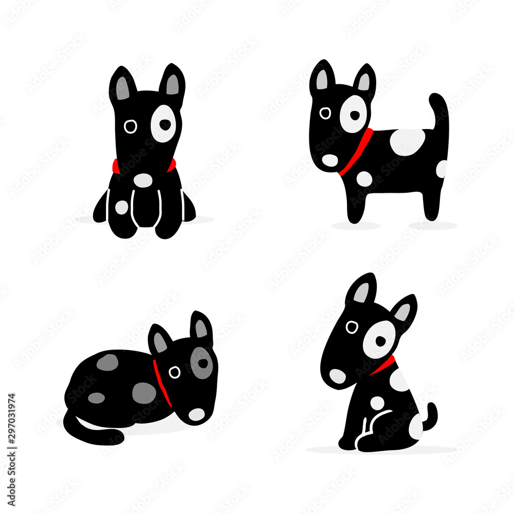 Fototapeta premium Cute Cartoon dog set. Vector illustration.