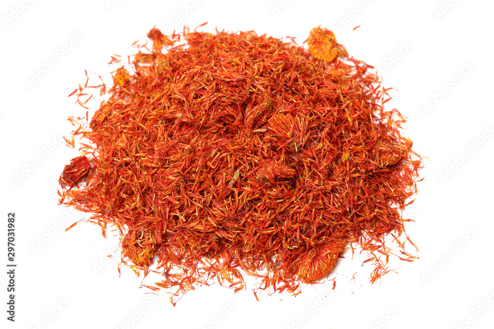 Fototapeta premium Dried safflower on white background