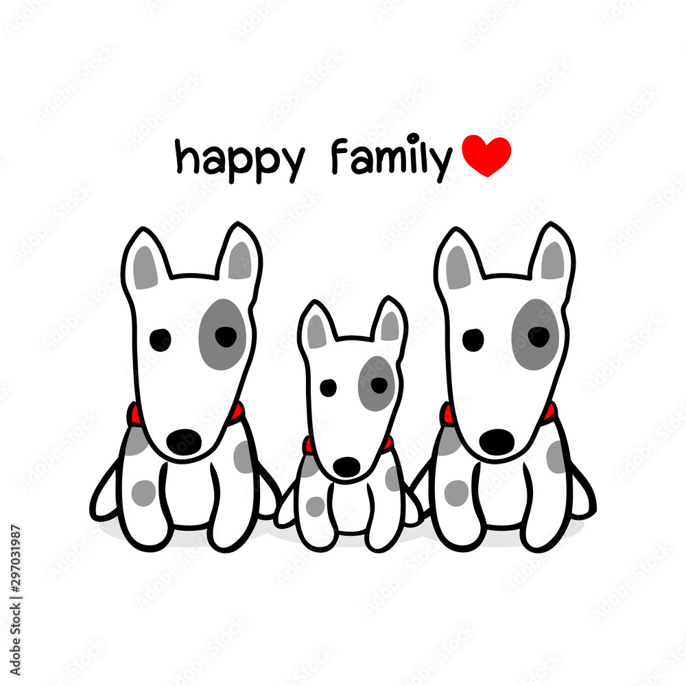 Cute mother father and baby dog. Happy animal family cartoon vector ...