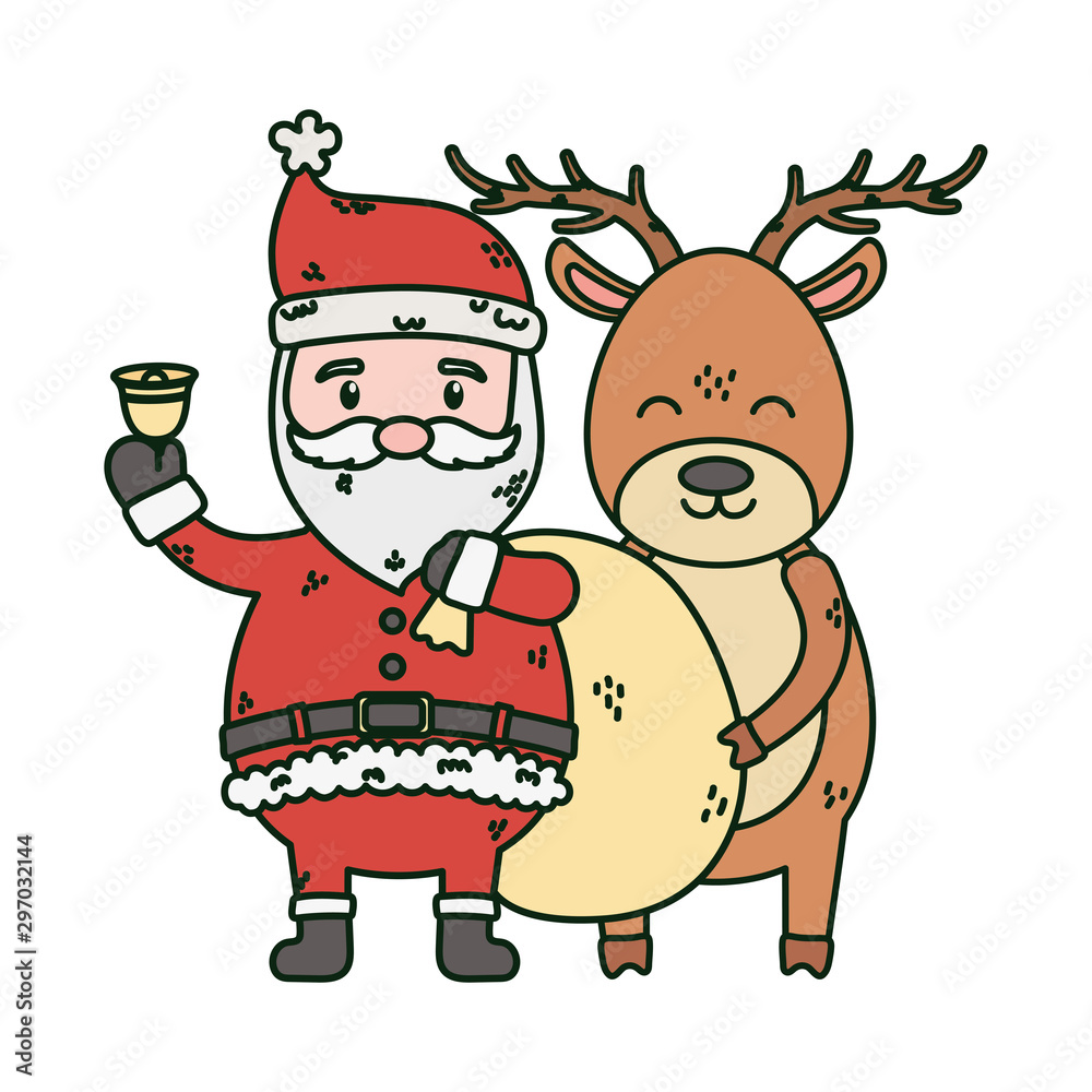 santa with bell and reindeer celebration merry christmas santa with bell and reindeer celebration merry christmas