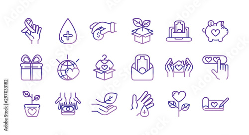 charity help donation icons set