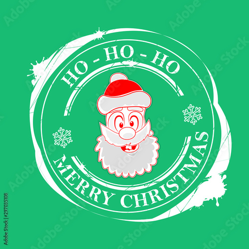 Christmas print with the face of Santa Claus green