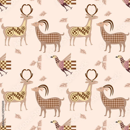 Indian animal design seamless pattern.