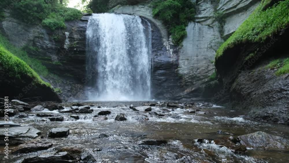 Looking Glass Falls, a large waterfall near Asheville, North Carolina in the town of Brevard in the Pisgah National Forest