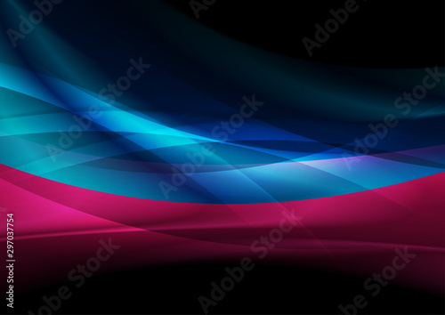 Abstract blue and purple liquid flowing glossy waves background. Smooth dynamic wavy graphic design. Vector illustration