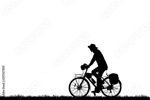 Fototapeta Naklejka Na Ścianę i Meble -  Silhouette  Cycling  on white  background.
