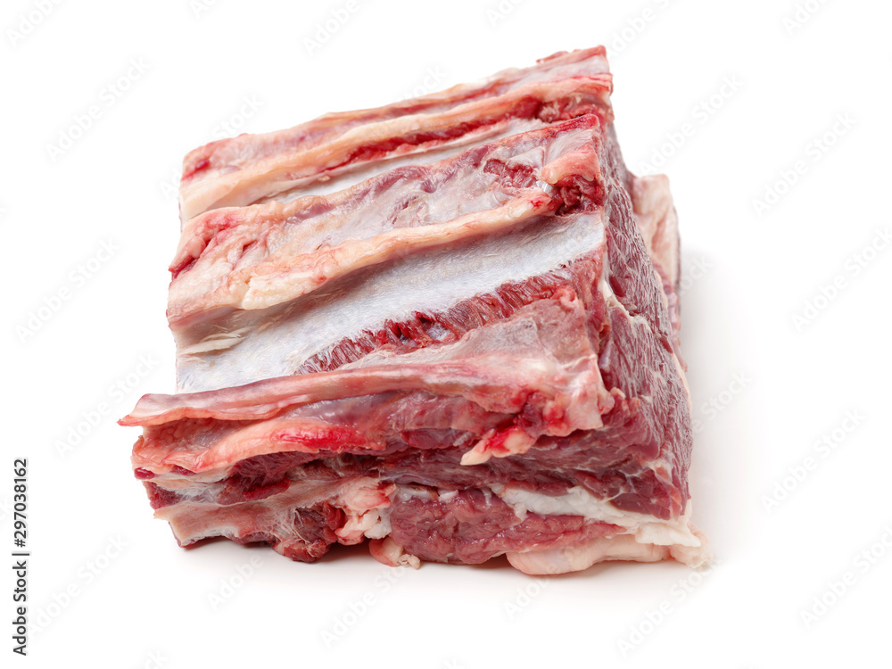 raw beef on white background