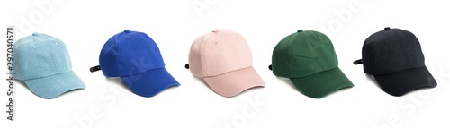 Set of baseball cap or Working peaked cap. Isolated on a white background.