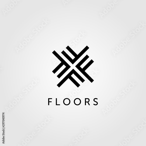 floor logo initial letter f parquet flooring vector design