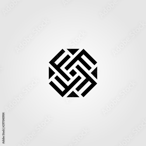 initial letter F octagon logo design vector icon illustration