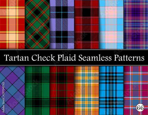 Set Tartan Plaid Scottish Seamless Pattern