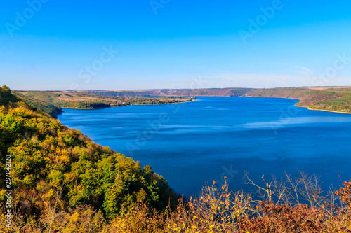 View of the Dniester river in Ukraine at autumn