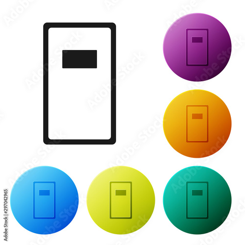 Black Police assault shield icon isolated on white background. Set icons colorful circle buttons. Vector Illustration