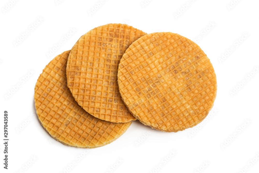 Round syrup waffle isolated Round syrup waffle isolated