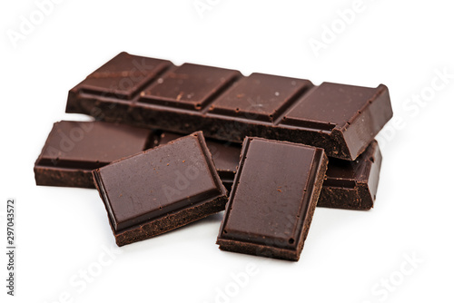 Chocolate bar pieces isolated