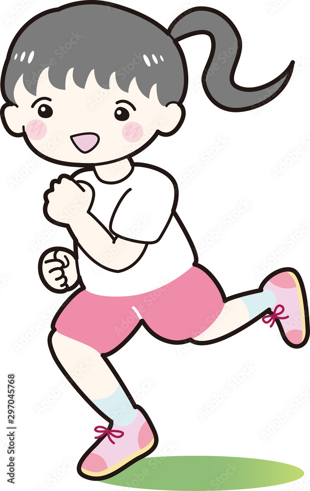 走る 子ども 女の子 体操着 ピンク色 ランニング イラスト Stock Vector Adobe Stock