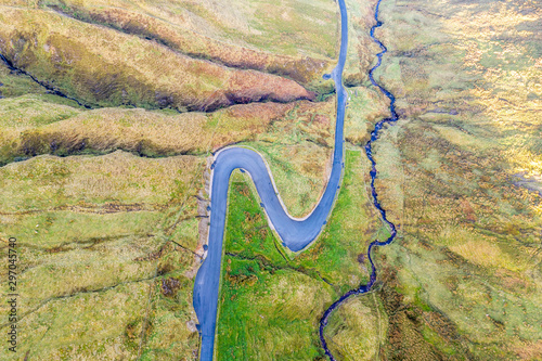 Aerial view from Glengesh Pass by Ardara, Donegal, Ireland photo