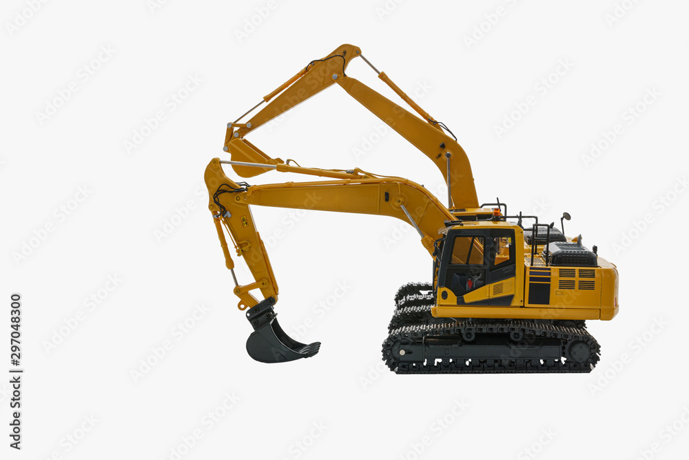 Excavator loader  model with isolated on  a white background,Used for  examples