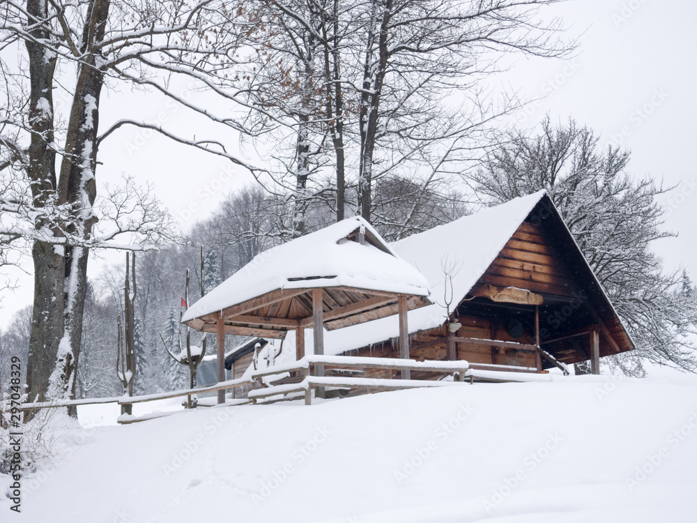 Seasonal shepherd shelter. Pieniny Mountains, Poland.