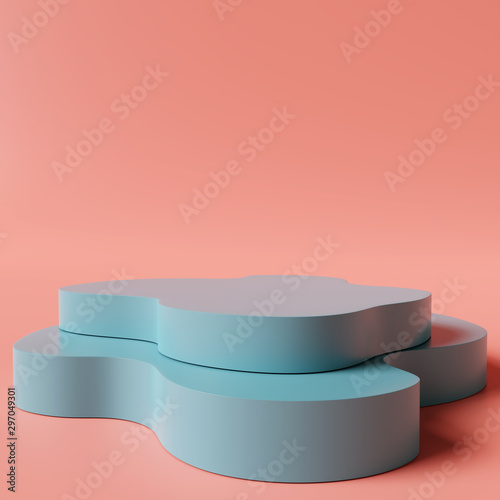 Abstract podium on coral color background. 3d rendering