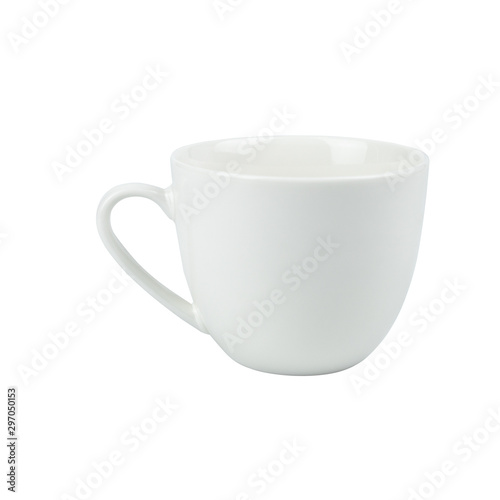 Empty coffee cup White ceramic isolated on white background.Top view.Mockup template for design or advertising