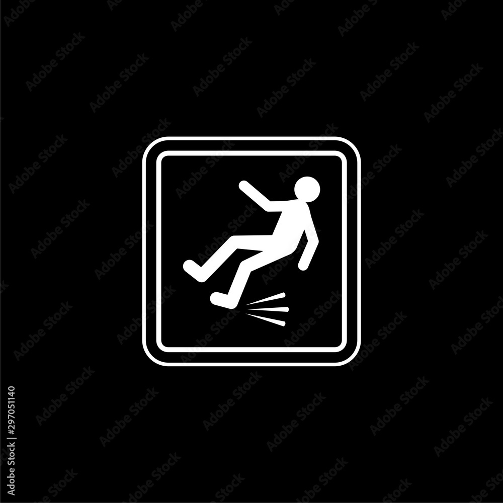 Slippery wet floor sign isolated on black background Slippery wet floor sign isolated on black background