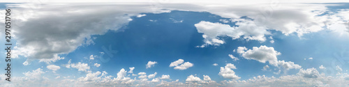 Fototapeta Seamless cloudy blue sky hdri panorama 360 degrees angle view with beautiful clo