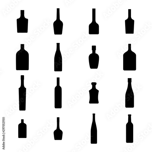 Alcohol bottles icons set, vector illustration.