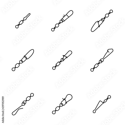 Set of various snaps hooked with swivels, vector illustration.
