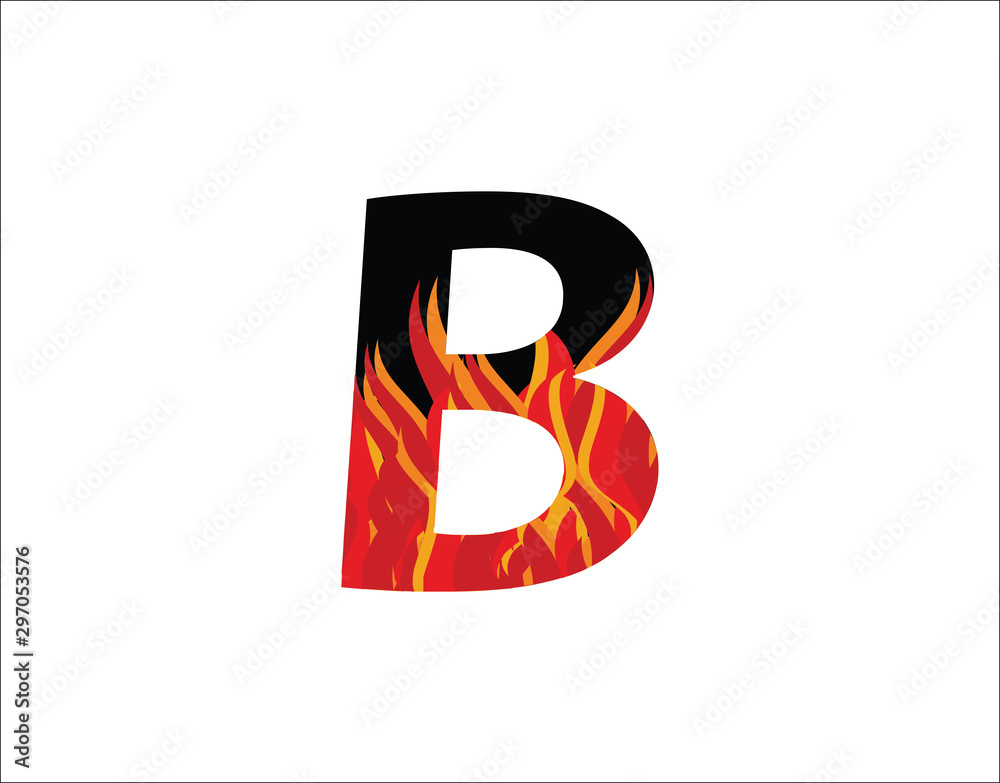 Fire Letter B Logo Icon, Flame Shape Inside B Letter. Stock Vector ...