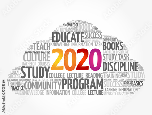 2020 Education word cloud, business concept background