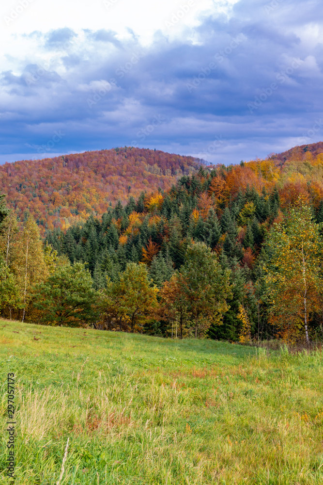 Autumn landscape in Mountains and blue sky Autumn landscape in Mountains and blue sky