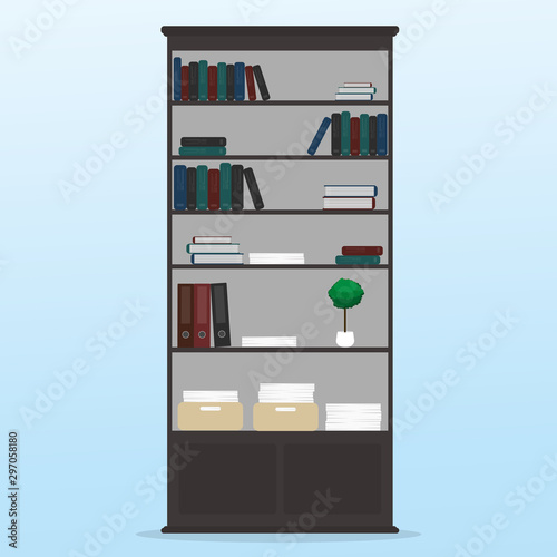 Office cupboard with documents. Vector illustration of a cupboard with documents and papers.