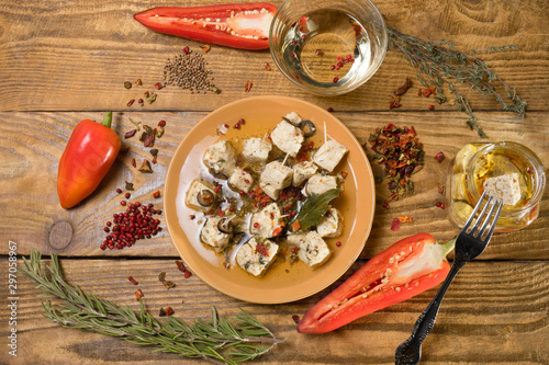 cheese with spices and wine