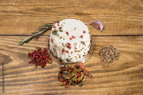 cheese with spices and wine