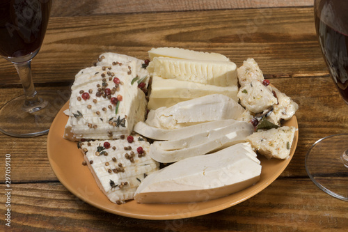cheese with spices and wine