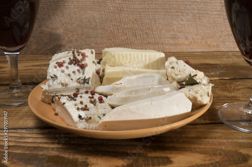 cheese with spices and wine