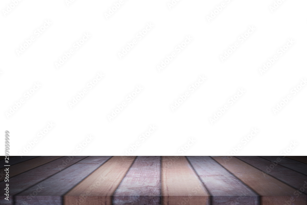 Wood table top isolated on white background. Used for product placement or montage. Wood table top isolated on white background. Used for product placement or montage.